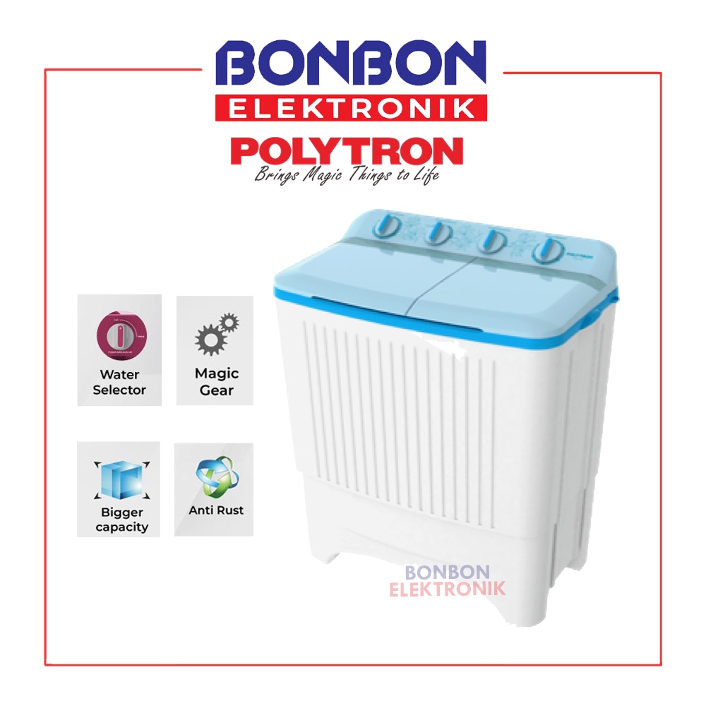 Polytron Mesin Cuci 2 Tabung 7KG PWM-7073B / PWM 7073 B / PWM7073