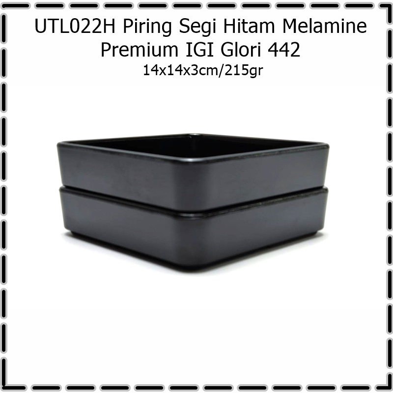 UTL022H Piring Saji/Piring Buah Segi Hitam Melamine Premium IGI Glori