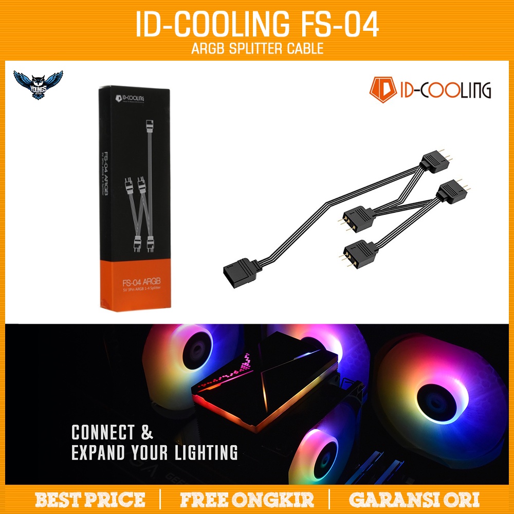 ID Cooling FS-04 ARGB 1-4 Splitter Cable for ARGB 5v 3pin Fan Case