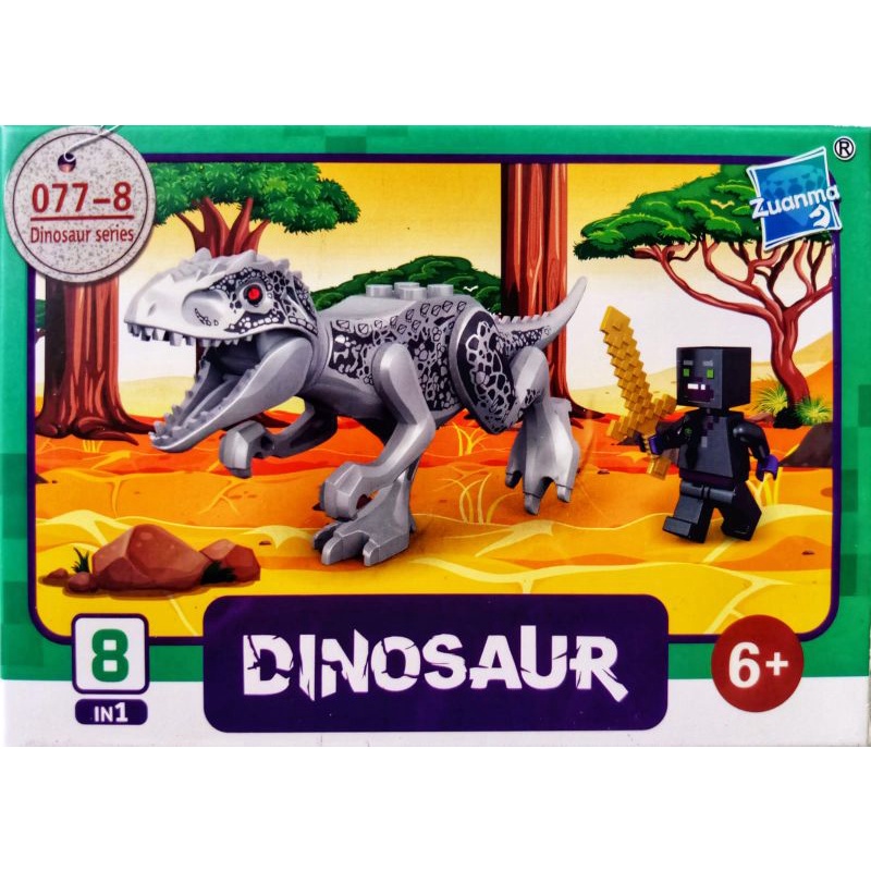 mainan anak lego mine craft world minicraft SATU PAKET ISI 3 KARAKTER FIGURE LQS 62101 mini craft minifigure block mini figure bricks dunia kotak square marvel naruto ninjago justice league avengers robot rangers dinosaurus tentara army soldier-Minecraft Dino 077-8