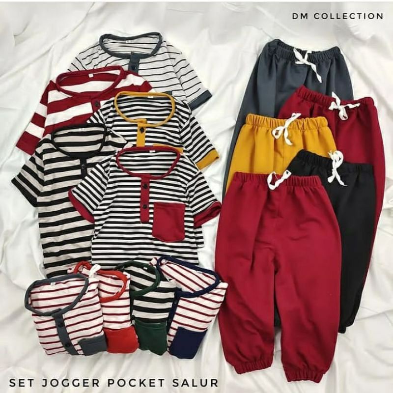 MURAH LEBAY KIANO SET JOGGER POCKET SALUR 1-5TAHUN