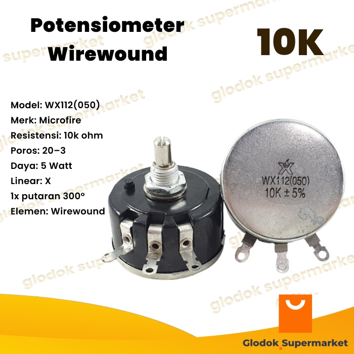 Potensio Wirewound WX112 050 10k 5W Microfire WX112(050) 5 Watt