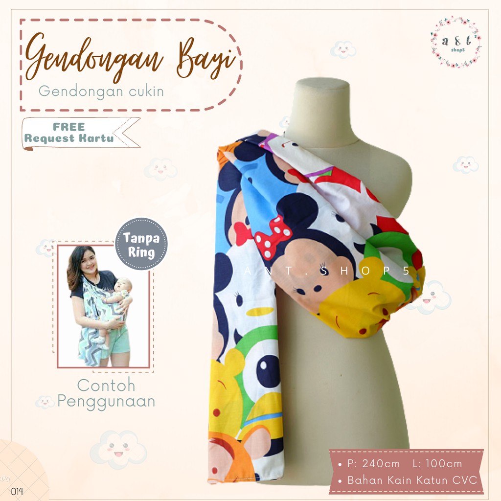 Gendongan Bayi Cukin Motif Mickey Mouse Bahan Katun CVC Grade A Selendang Jarik Trendi