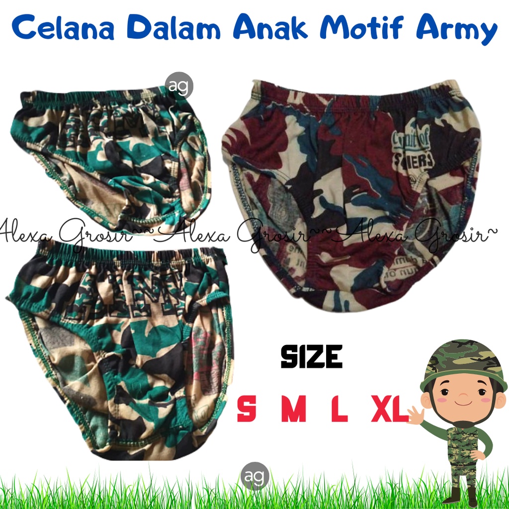 Celana dalam anak 1 Tahun Size S M L XL Army Doreng/ cd anak laki-laki /celana dalam anak murah cowok