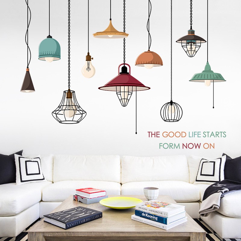 Reliza Wall Sticker Lampu Gantung Vintage Lamp STIKER DINDING Retro