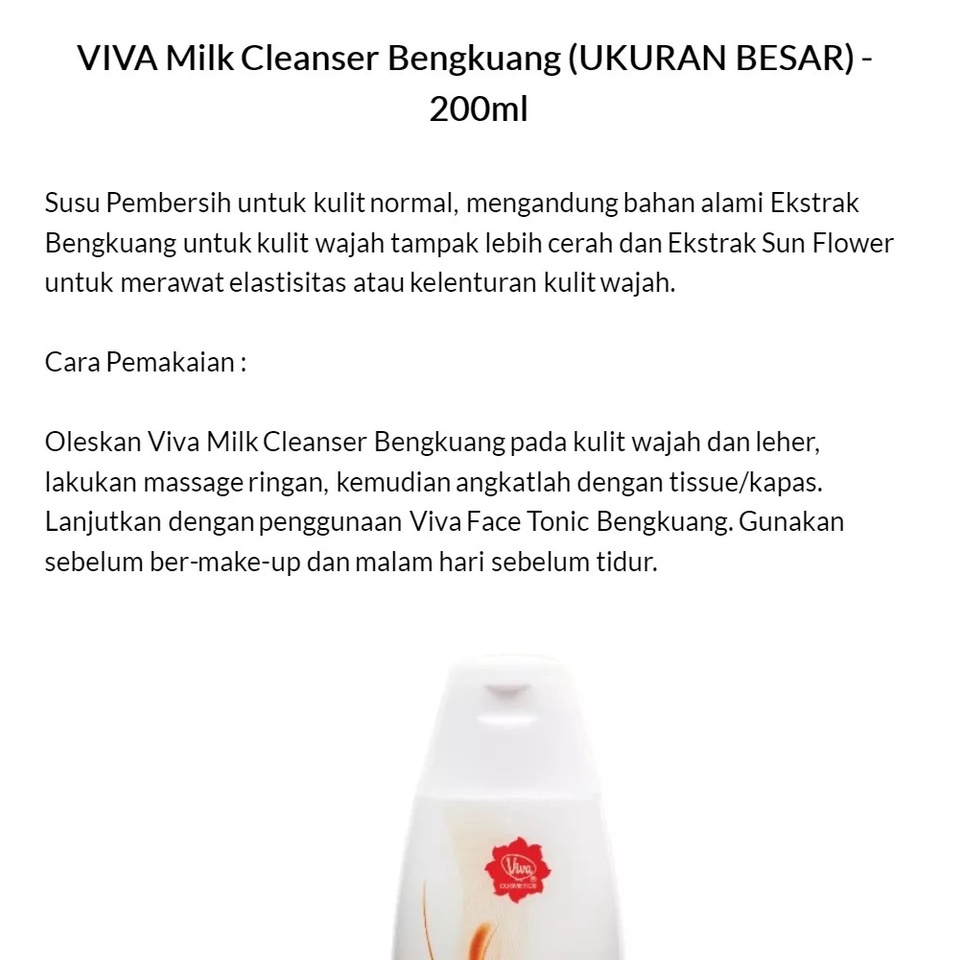 Viva Milk Cleanser Bengkuang 100ml &amp; 200ml