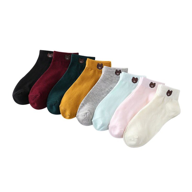 ELFYDO D070 Kaos Kaki Ankle Dewasa Kaus Kaki Motif Brown Bear Karakter Beruang Korea Unisex Murah-1