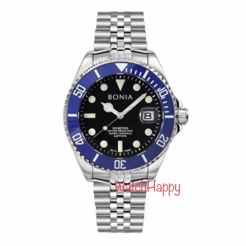 WatchHappy Bonia BNB10666-1385LE Automatic Limited Edition Blue Bezel Black Dial Best 100% Original