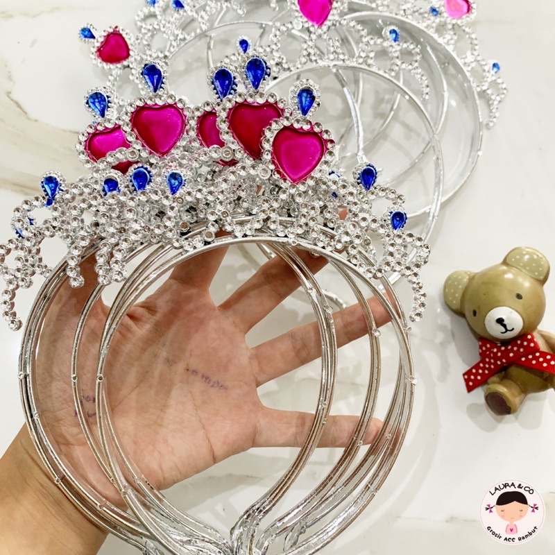 BANDO MAHKOTA ULANG TAHUN SILVER GEPENG 6PC GROSIR