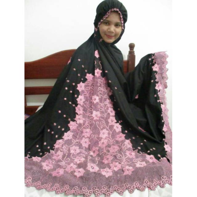 Mukena bordir bukittinggi mukena mahar black pink
