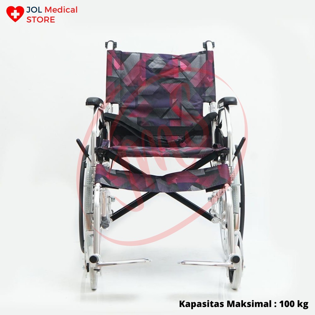 Kursi Roda Traveling Juara JML 02 Aluminium – Kursi Roda Travel Lipat Ringan untuk Haji 66 cm 100kg