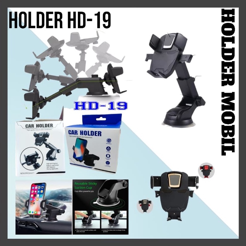 MN - Holder HP Mobil HD 19 360 Degree Rotation Car Holder Dasboard / Holder HP Holder Mobil Holder Mobil untuk HP Holder HD-19 HD19