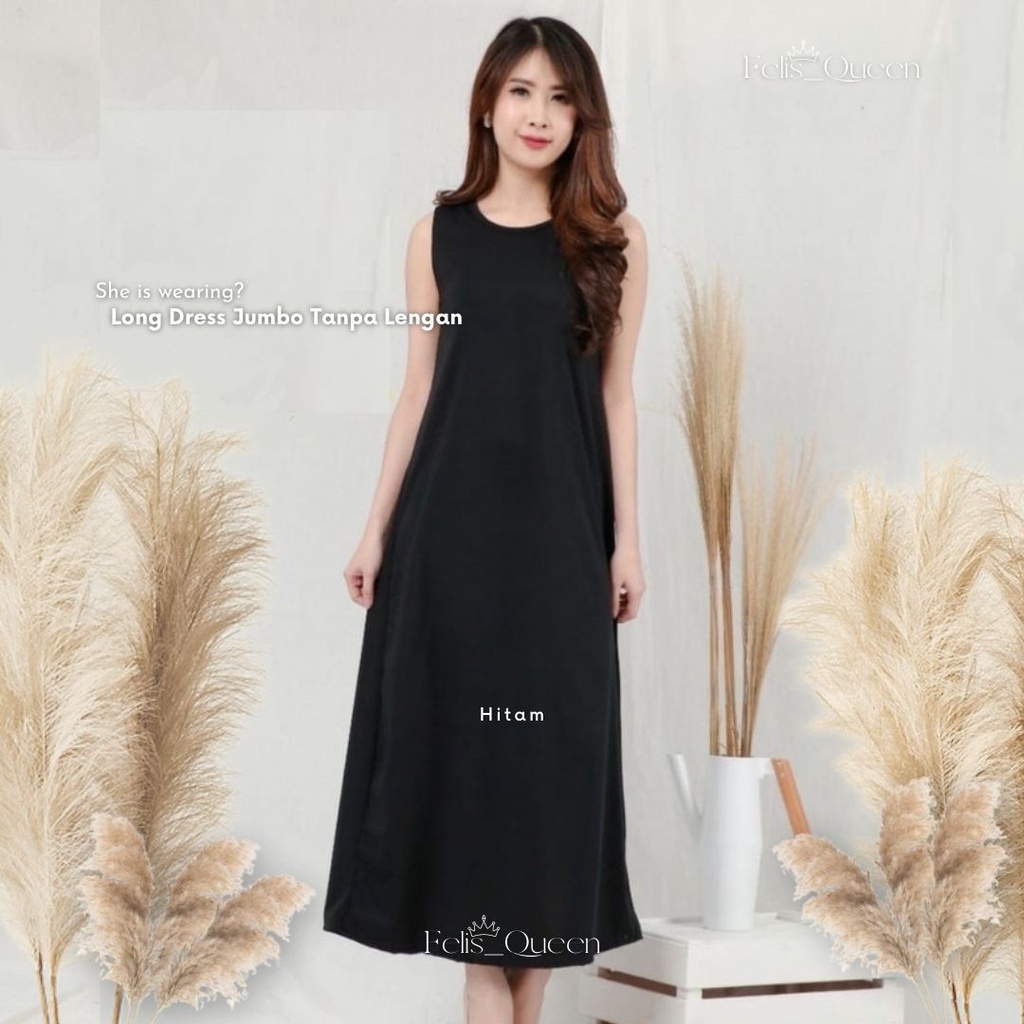 LONG DRESS TANPA LENGAN POLOS JUMBO / LONGDRESS  / LONG DRESS KOREAN STYLE by