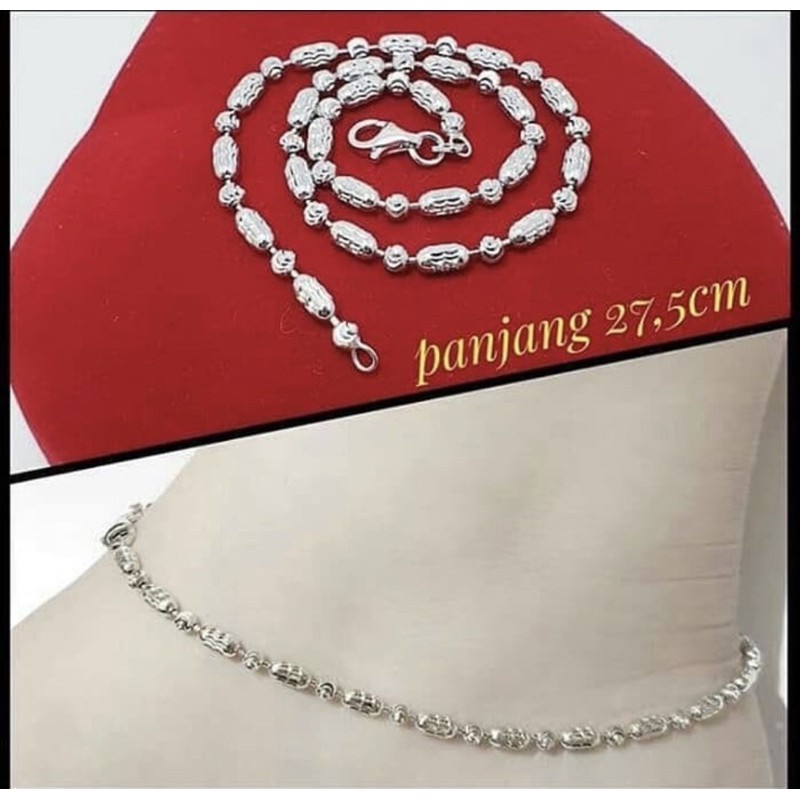 Gelang kaki wanita gelang kaki wanita perak 925 lapis emas putih SGK17