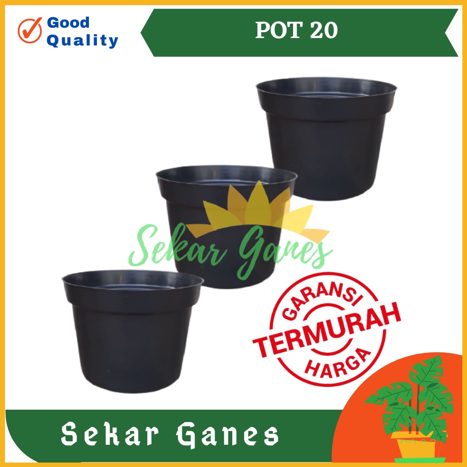 Pot Bunga 20 Hitam Pot Tanaman Hias Grosir Murah Plastik 20 Bibit - Bukan Pot 25 Cm