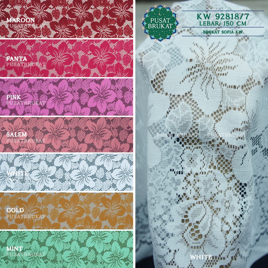 KAIN BRUKAT LACE KEBAYA METERAN / BROKAT MALIKA MOTIF BUNGA - KW 92818 [harga per 0.5m]