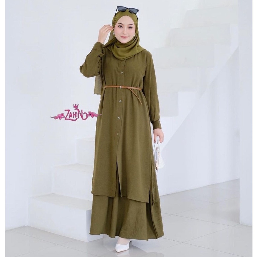 Jual Gamis Korea Style Wanita Terbaru 2022 Ivana One Sett Crinkel Ori