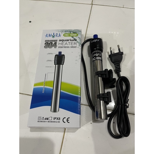 HEATER AMARA HC 50 STAINLESS STEEL HEATER  PEMANAS AIR AKUARIUM 50 WATT