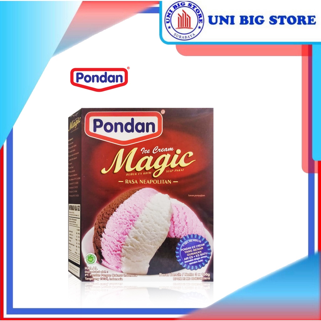 

Pondan Magic Ice Cream Neapolitan 300 gr 3 Rasa Coklat Vanilla Strawberry