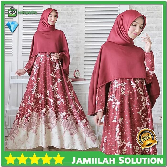 Baju Gamis Wanita Long Dress Muslim Syari Pinggang Karet Good Qualit