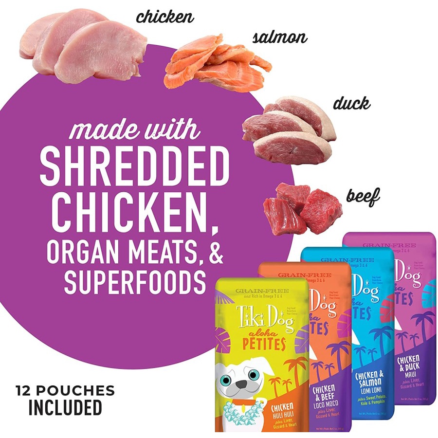 Tiki Dog Aloha Petites Wet Dog Food 3.5 oz. pouch - Wet Dog Food