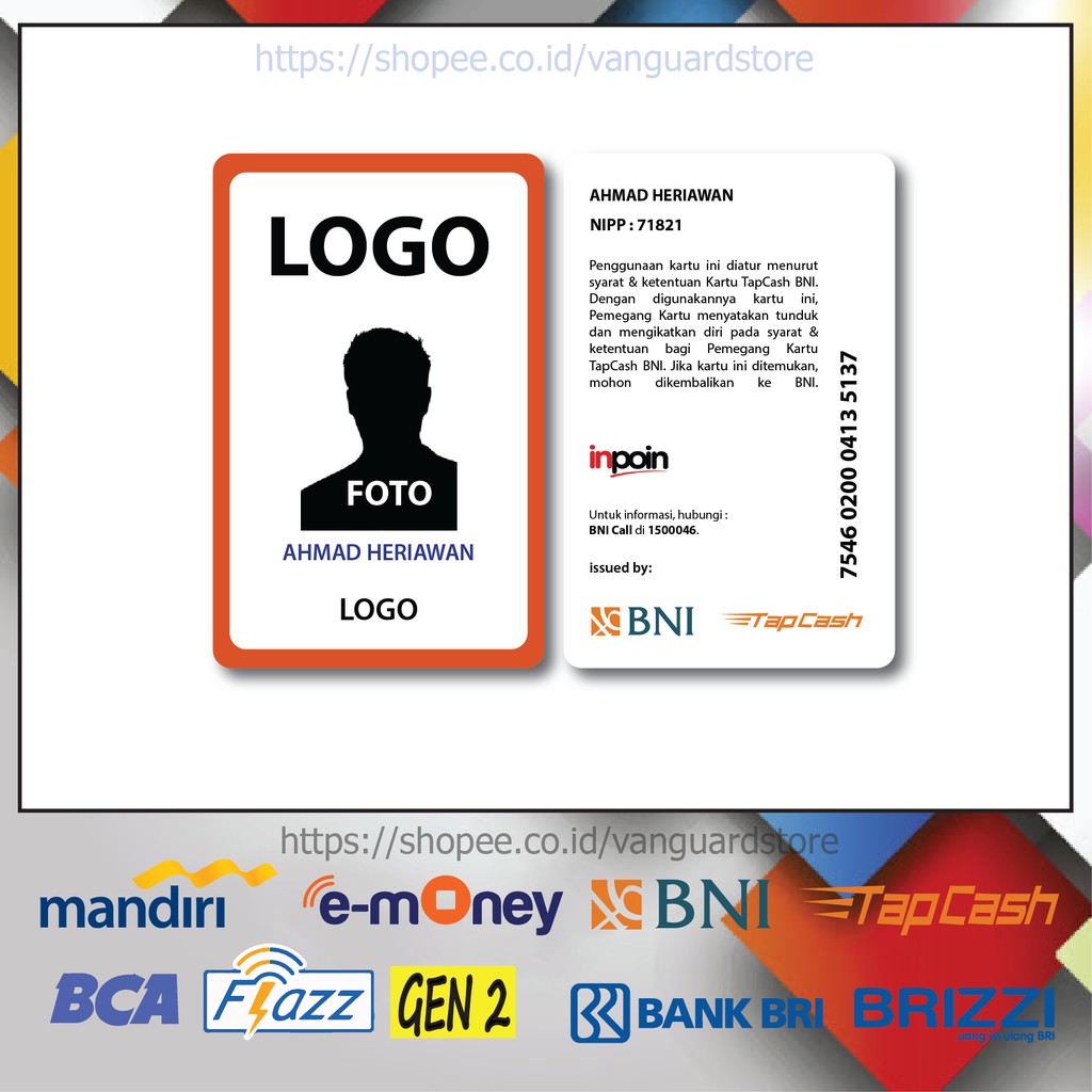 KARTU E MONEY E TOLL ID CARD LIS OREN BNI 13 EMONEY MANDIRI FLAZZ BCA TAPCASH BRIZZI BRI-2 SISI