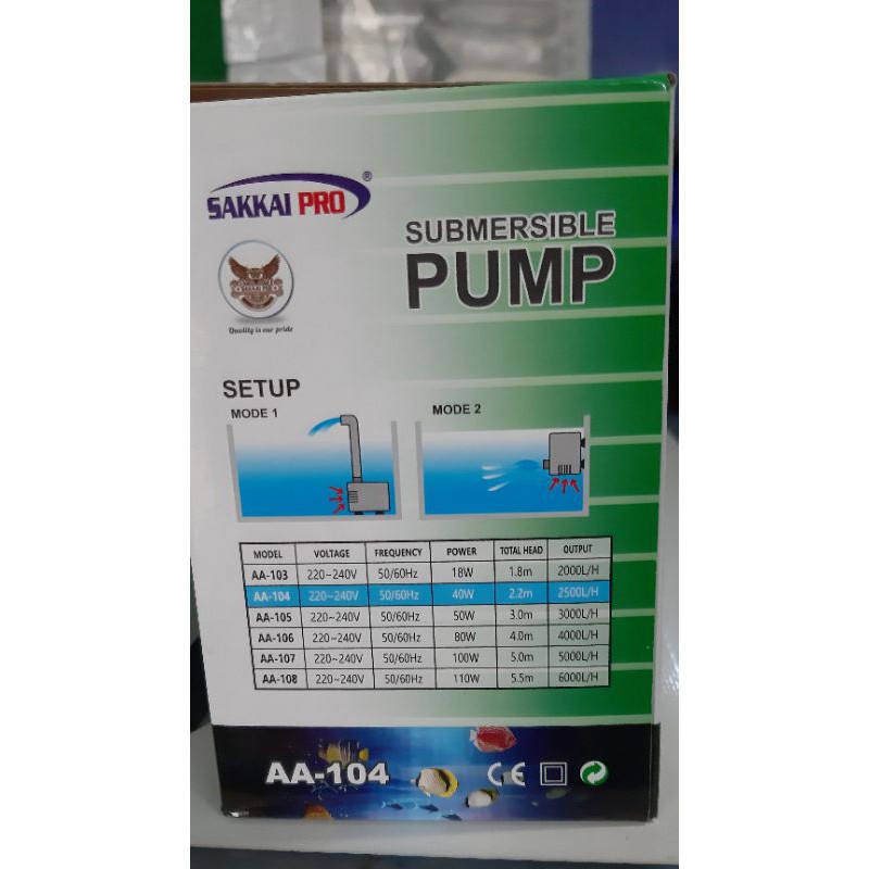 Sakkai Pro AA104 / pompa air celup filter aquarium kolam