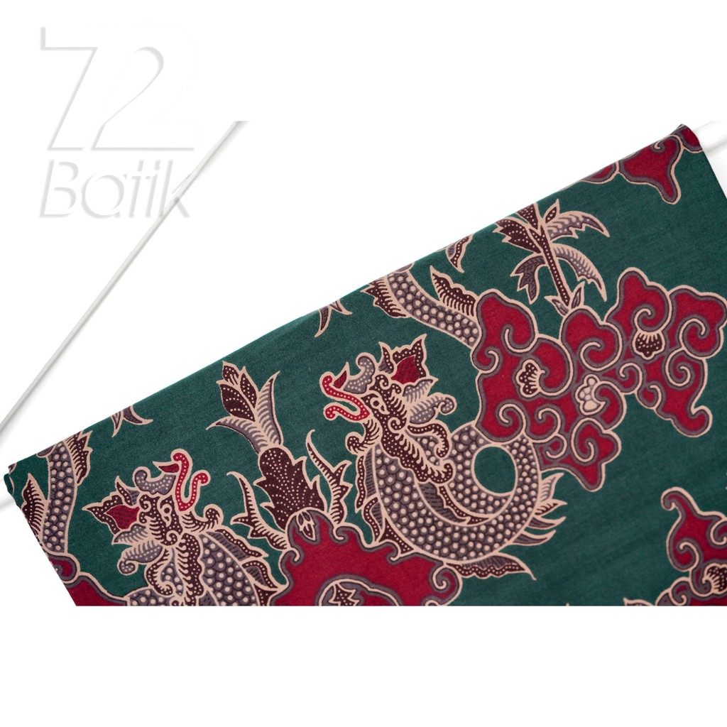 KAIN BATIK PREMIUM Bahan Katun Motif Naga Kembar Warna Hijau Ijo 724162 Cap 72 Jarik Jarit Samping Kebat Panjang Batik Katun Modern Premium Bahan Seragam Batik Pernikahan Kantor Keluarga Murah Kamen Jadi Batik Bali Lembaran