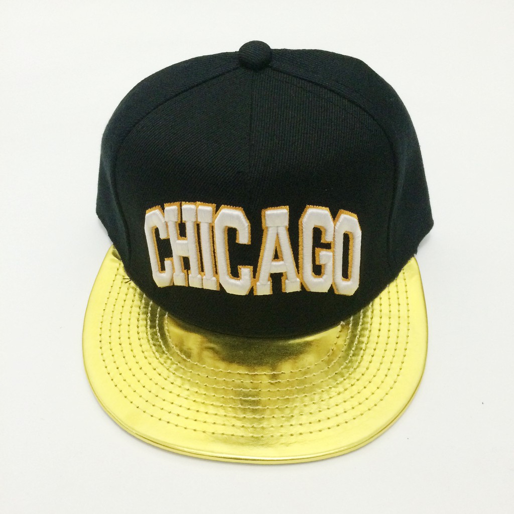 Topi Snapback Chicago Hitam Emas import murah