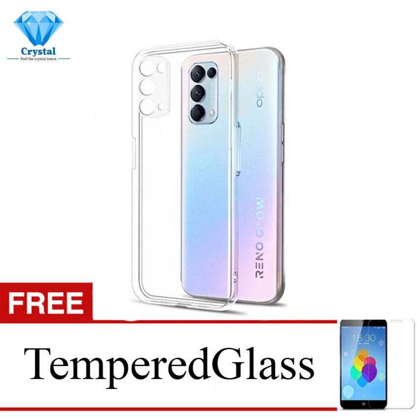 Crystal Case for Oppo Reno5 Marvel Edition - 6.4 inch - Clear Hardcase - Gratis Tempered Glass
