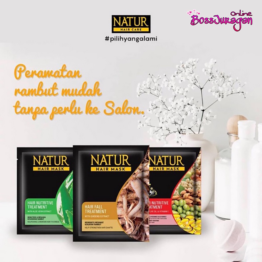 (BOSS) NATUR Hair Mask Hair Nutrive Treatment - Ginseng Extract | Aloe Vera Extract | Olive Oil &amp; Vitamin E