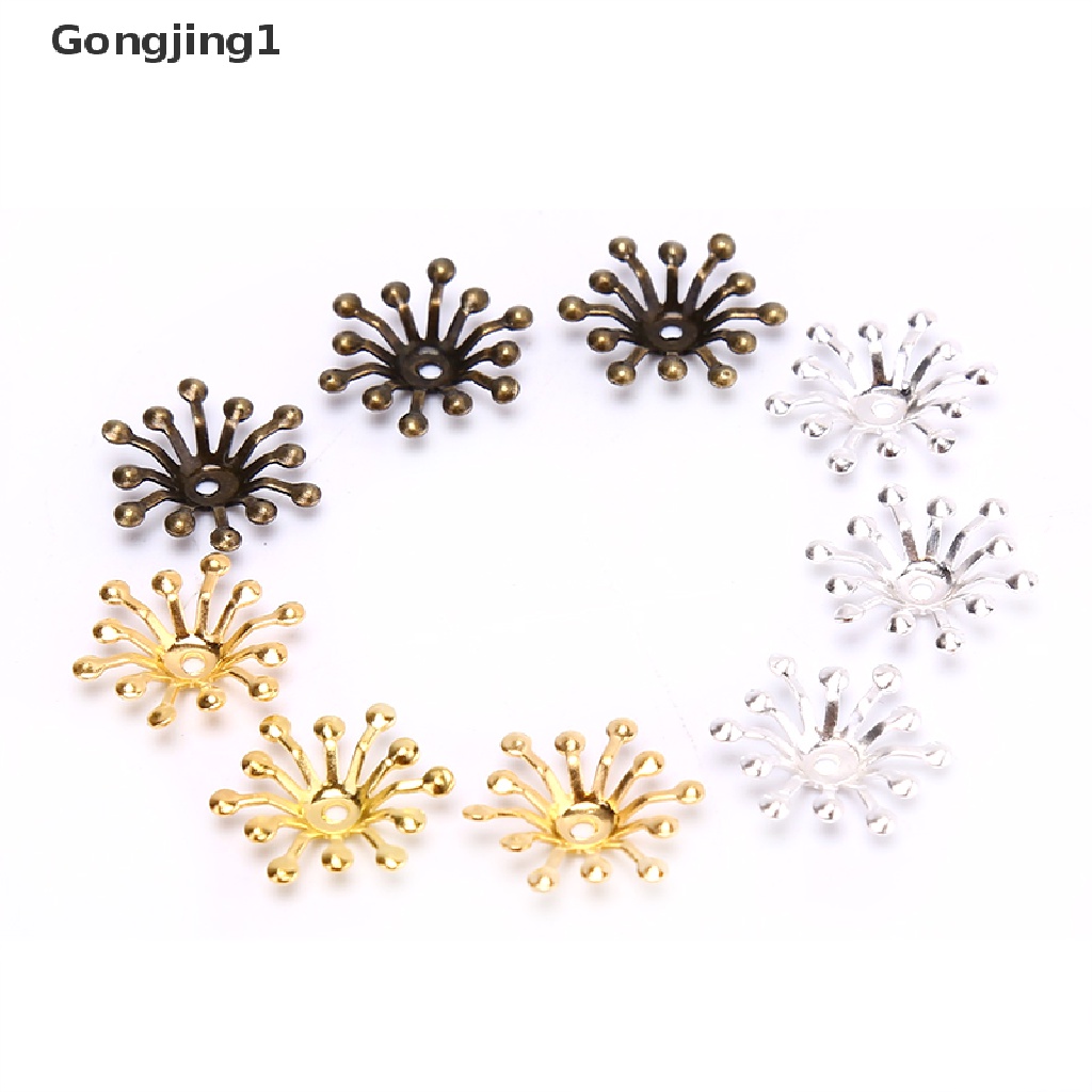 Gongjing1 50Pcs Konektor Bunga Kerawang Vintage Handmade DIY Bahan Metal