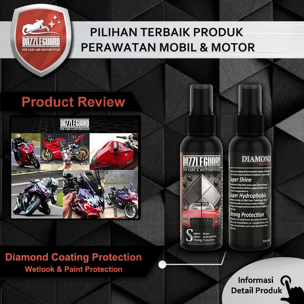 Diamond Coating Pengkilap cat body kaca & Proteksi Cat Mobil Motor dan Helm Wetlook