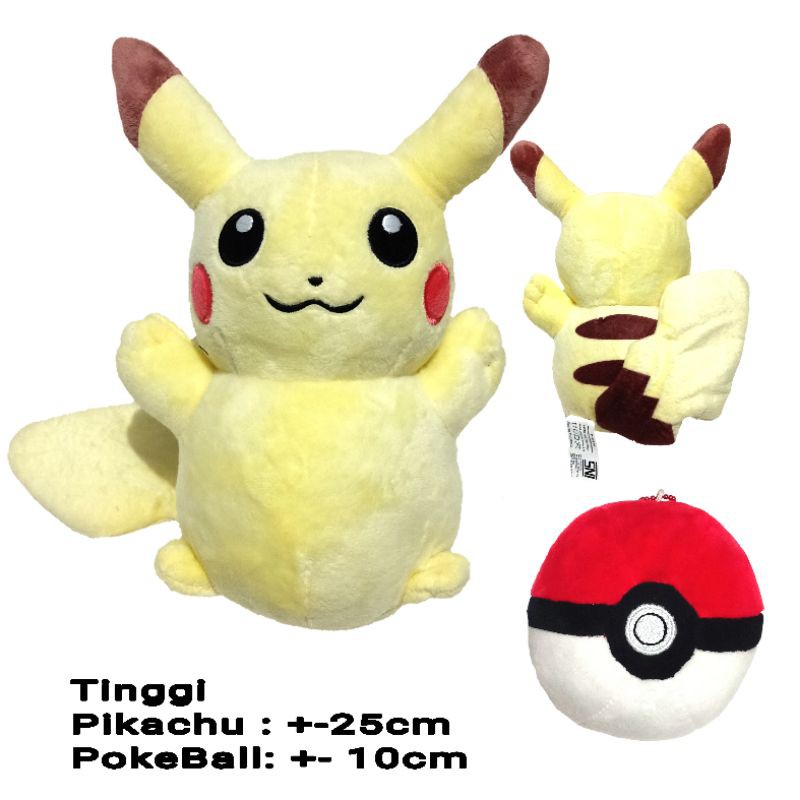 Set Boneka Baby Pikachu + Bola Pokemon Ekspor International Standard