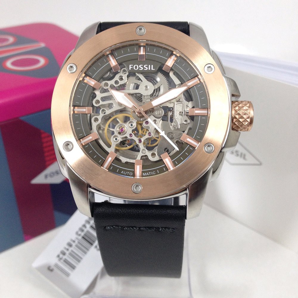 Jam Tangan Pria F055il ME3082 black silver gold 45mm Automatic Original