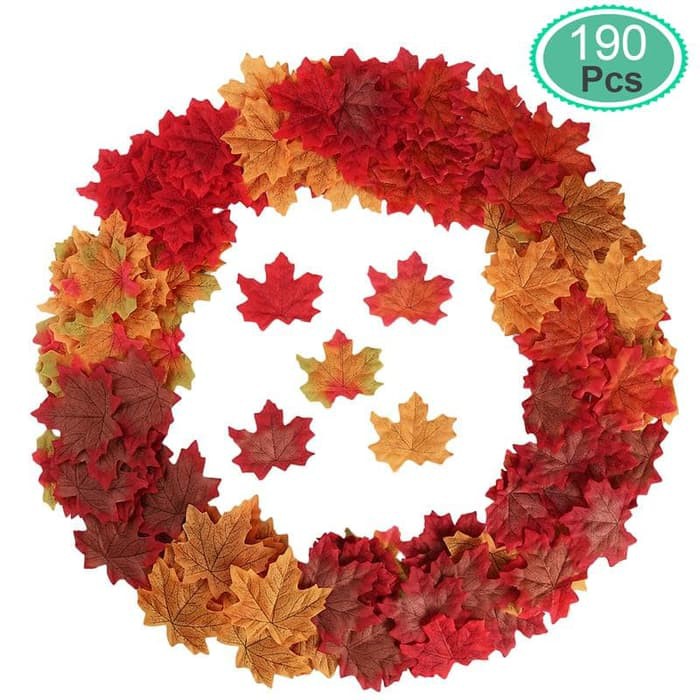 decor party daun maple musim gugur aksesoris hiasan pesta 190 pcs