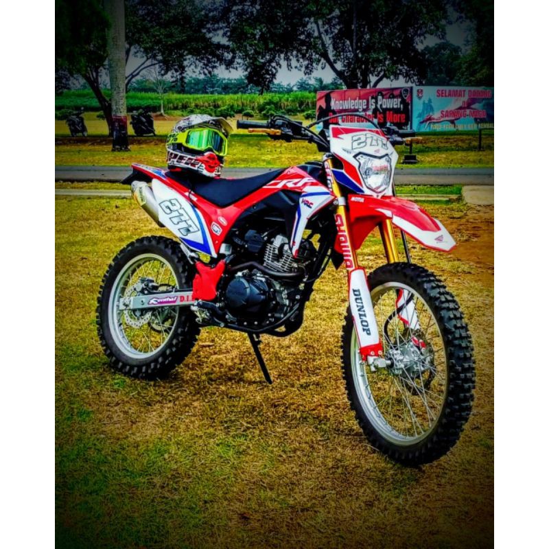 decal stiker motor crf 150L merah putih