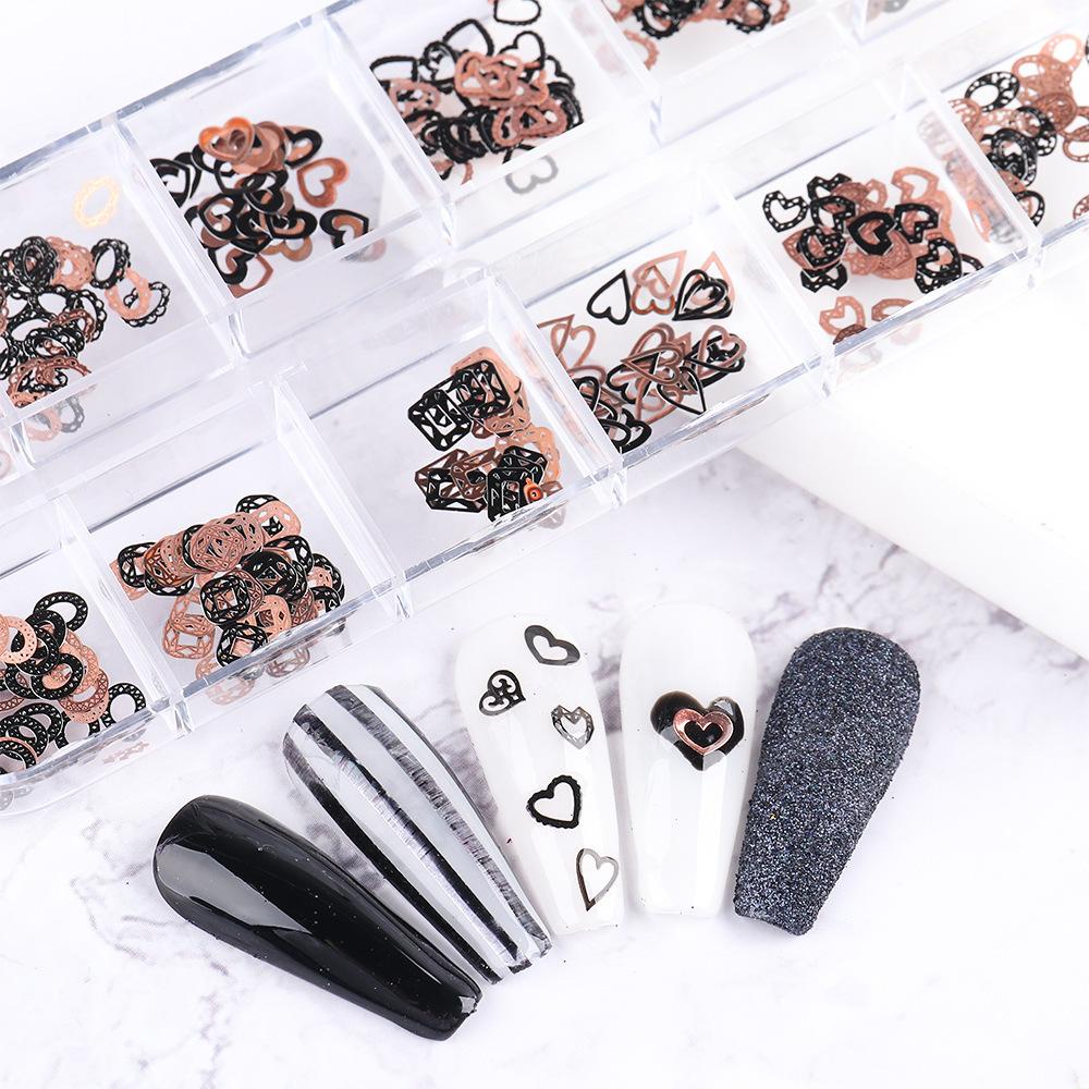 Mxbeauty Manik-Manik Kuku 3D Bentuk Bulan / Bunga / Kupu-Kupu / Daun Bahan Alloy Untuk Nail Art DIY