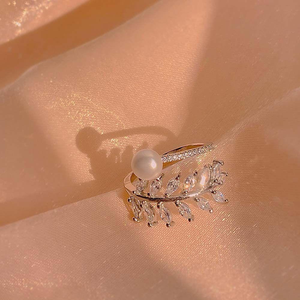 Agustinina Zirkon Jari Cincin Geometris Dapat Disesuaikan Hadiah Teman Mutiara Hati Berlian Peach Hati Berlian Imitasi Gaya Korea Terbuka Rings