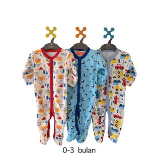 Ready Stock Libby  Premium 3Pcs Sleepsuit 0 3 Bulan Boy 