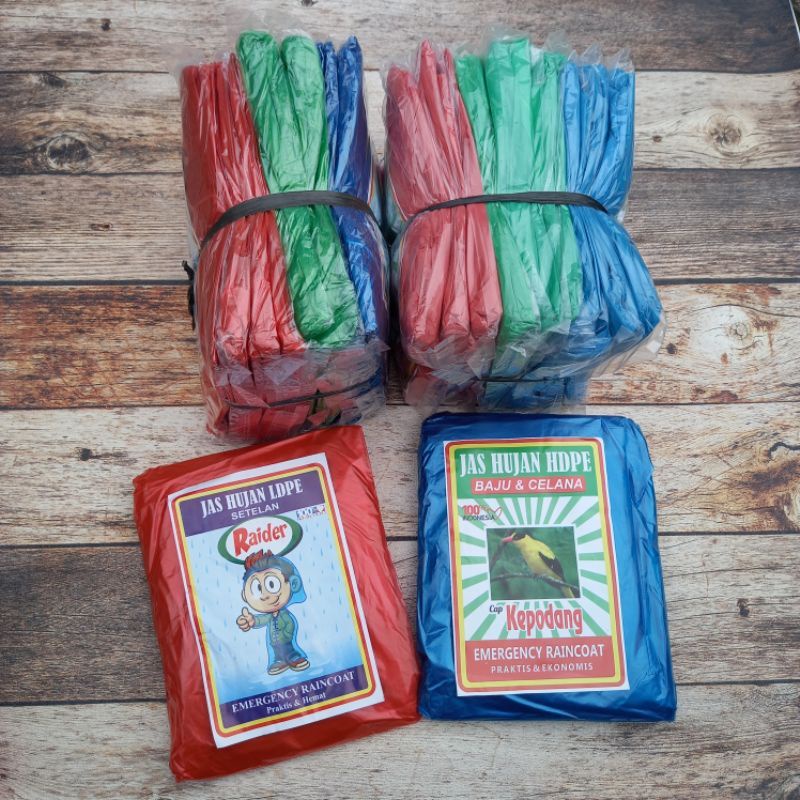 PROMO AKHIR TAHUN JAS HUJAN PLASTIK MANTEL TEBAL TERMUARAH isi 12 Baju Celana/Jas hujan plastik HDPE