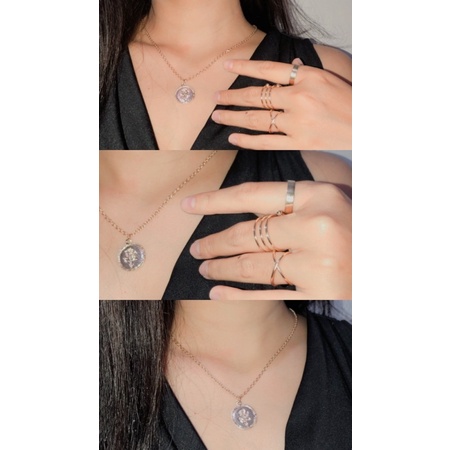 kalung liontin bulat mawar