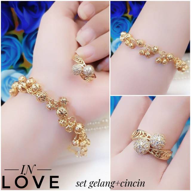 Xuping gelang dan cincin lapos emas 24k 3011h