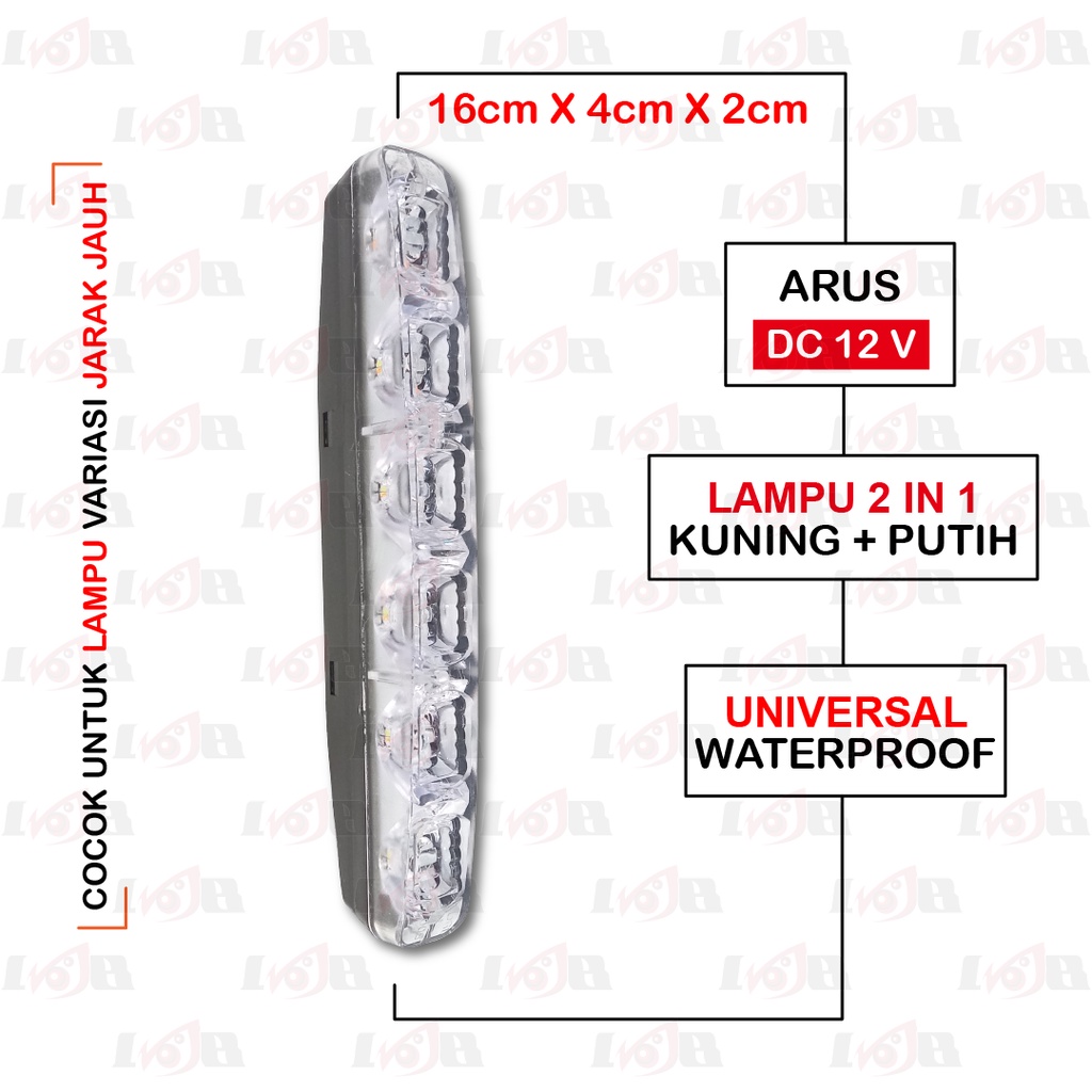 Sepasang DRL Grill 6 Mata LED Putih Sen Running Kuning Lampu Variasi