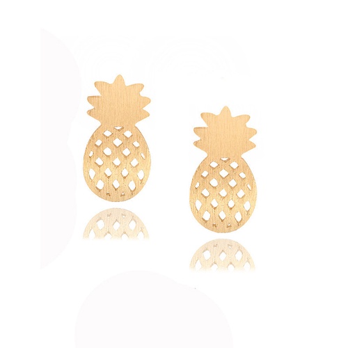 LRC Anting Tusuk Fashion Gold Metal Geometric Pineapple W7410