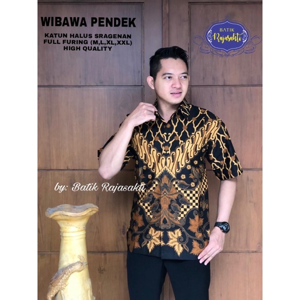 WIBAWA PENDEK Kemeja Batik Pria Solo Asli Lengan Pendek Katun Halus FULL FURING PREMIUM Mewah Atasan