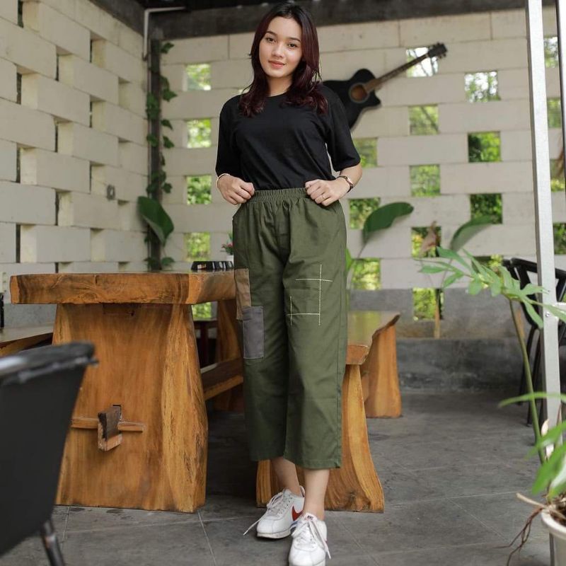 CELANA KOREA GETTA BAGGY PANTS WANITA BOYFRIEND REMAJA KEKINIAN BAHAN KAIN KATUN TWILL