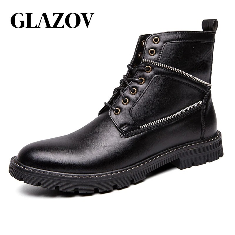 Sepatu basket cowo GLAZOV High Top Vintage Men Boots Autumn Winter Brogue Ankle Boots Mens Desert
