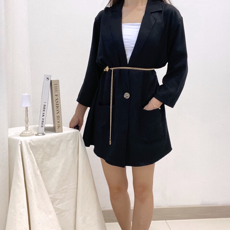 LISA Long Outer / Office Blazer Casual Blazer Dress / Hijab Outer Long Sleeve with Pocket 0344-309