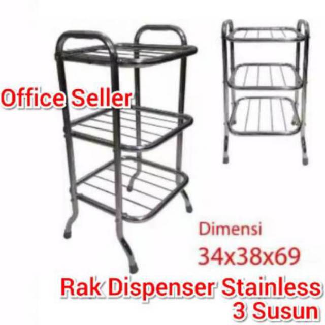 Rak Dispenser 3 Susun | Meja Dispenser Galon | Rak Dapur Minimalis - STAINLESS STEEL